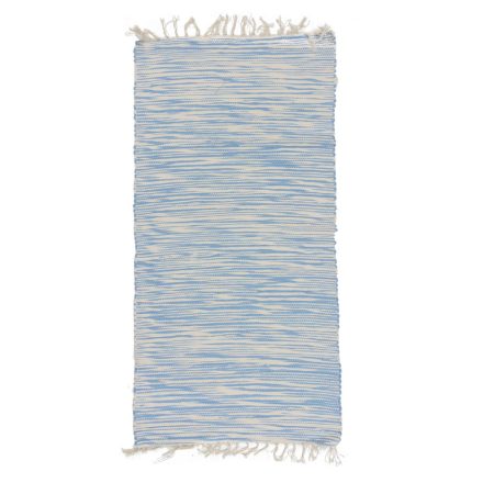 Hadrový koberec 71x139 modrý-biely bavlnený tkaný koberec