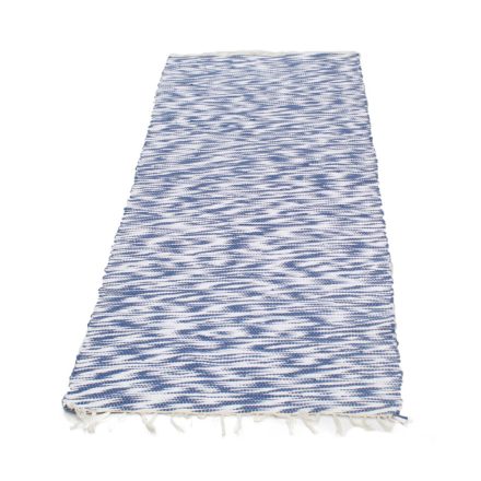 Hadrový koberec 74x201 modrý-biely bavlnený tkaný koberec