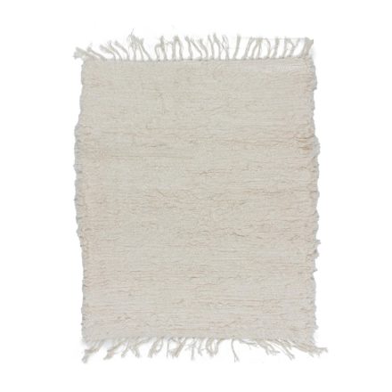 Nadýchaný koberec béžový 79x89 mäkký tkaný koberec