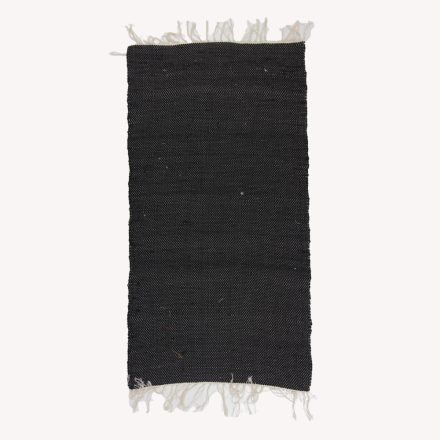 Hadrový koberec 71x135 čierny bavlnený tkaný koberec