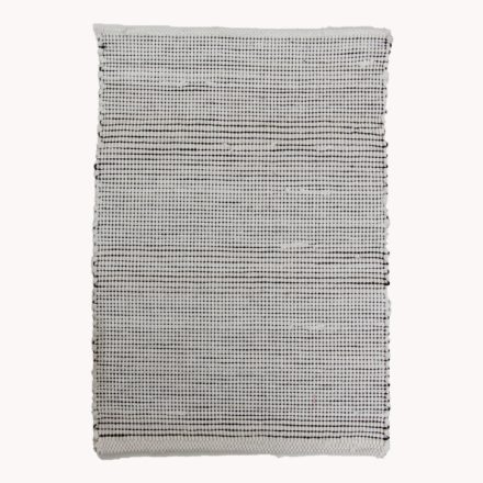 Hadrový koberec 54x84 biely-čierny bavlnený tkaný koberec