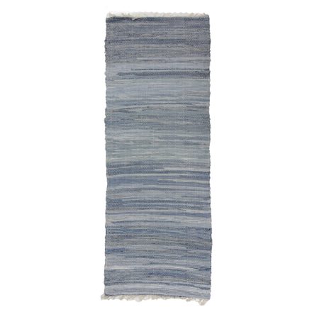 Hadrový koberec 74x190 modrý bavlnený tkaný koberec