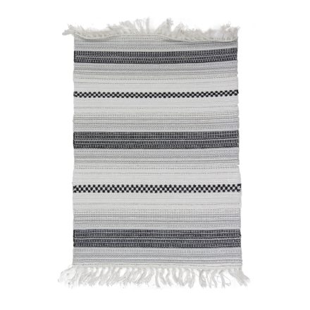 Hadrový koberec 67x96 sivý-čierny bavlnený tkaný koberec