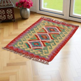   Afganský Kelimový koberec 90x65 ručne tkaný etnický kilim