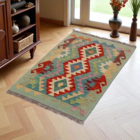   Koberec Kilim Chobi 95x59 ručne tkaný afganský kilim z vlny