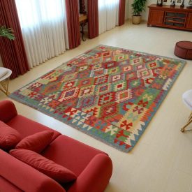   Kusový koberec kilim Chobi 182x234 ručne tkaný koberec Kilim