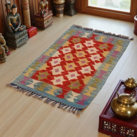 Koberec Kilim Chobi 90x56 ručne tkaný afganský kilim z vlny