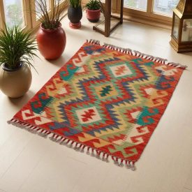 Koberec Kilim Chobi 63x83 Ručne tkaný afganský kilim z vlny