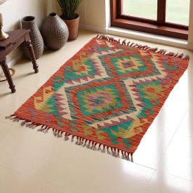 Koberec Kilim Chobi 92x63 ručne tkaný afganský kilim z vlny