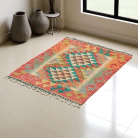 Koberec Kilim Chobi 74x64 ručne tkaný afganský kilim