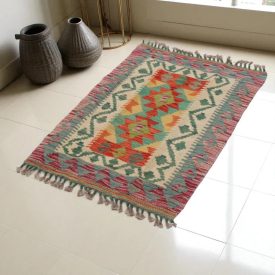 Koberec Kilim Chobi 62x96 Ručne tkaný afganský kilim z vlny