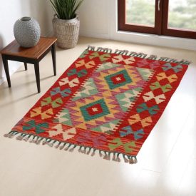 Koberec Kilim Chobi 85x59 ručne tkaný afganský kilim z vlny