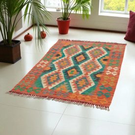   Afganský Kelimový koberec Chobi 148x102 plochý tkaný koberec Kilim