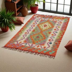 Koberec Kilim Chobi 131x81 ručne tkaný afganský kilim z vlny