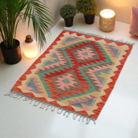   Koberec Kilim Chobi 91x62 ručne tkaný afganský kilim z vlny