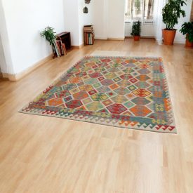   Afganský Kilim koberec Chobi 210x295 etnický ručne tkaný kilim