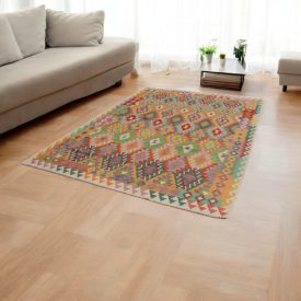   Vlnený kilim koberec Chobi 203x300 ručne tkaný afganský kilim
