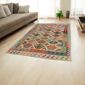   Vlnený kilim koberec Chobi 193x299 ručne tkaný afganský kilim