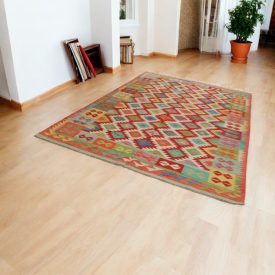   Afganský Kilim koberec Chobi 201x298 etnický ručne tkaný kilim
