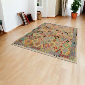   Afganský Kilim koberec Chobi 205x297 etnický ručne tkaný kilim