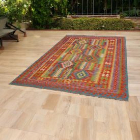   Vlnený kilim koberec Chobi 204x294 ručne tkaný afganský kilim