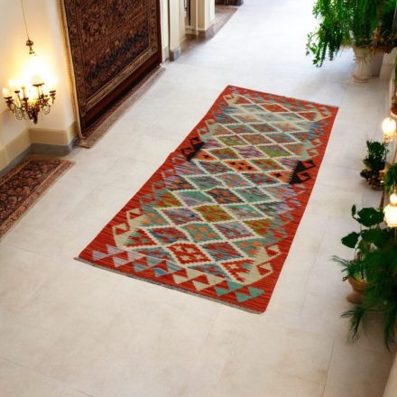 Ručne tkaný behúň koberec Kilim 66x200 afganský vlnený Kilim
