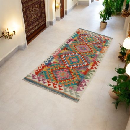 Vlnený behúň Kilim Chobi Chobi 65x205 ručne tkaný afganský kilim
