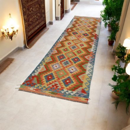 Ručne tkaný behúň koberec Kilim 86x378 afganský vlnený Kilim