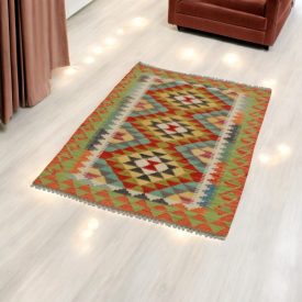   Vlnený kilim koberec Chobi 83x119 ručne tkaný afganský kilim