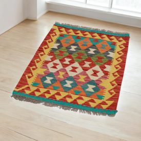   Vlnený kilim koberec Chobi 60x92 ručne tkaný afganský kilim
