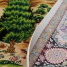 Hodvábny koberec motív Záhrady béžová 100x150 iránsky viskózový hodvábny koberec