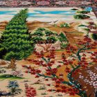 Hodvábny koberec motív Záhrady béžová 80x120 viskózový hodvábny perzský koberec