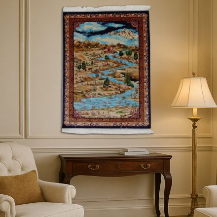 Hodvábny koberec Nazhivan béžová 100x150 viskózový hodvábny perzský koberec