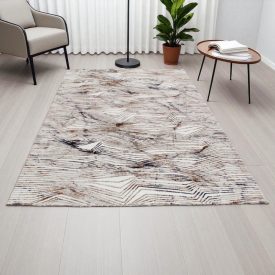   Moderný koberec béžová hnedá modrá NADIM 140x200 koberec do obývačky alebo spálne