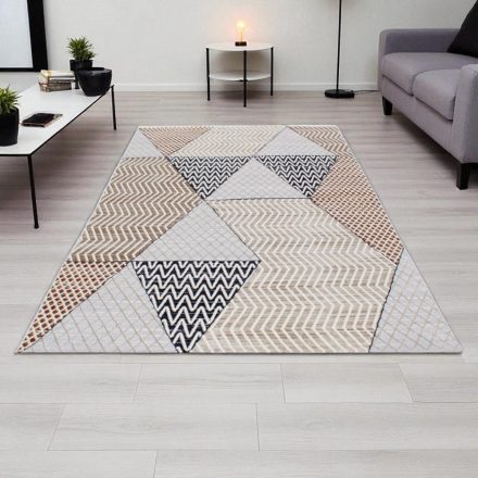 Moderný koberec béžová hnedá modrá MELIS 140x200 koberec do obývačky alebo spálne