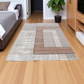   Moderný koberec béžová hnedá modrá DIANA 140x200 koberec do obývačky alebo spálne