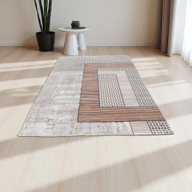   Moderný koberec béžová hnedá modrá DIANA 80x150 koberec do obývačky alebo spálne