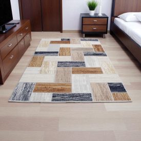   Moderný koberec šedá modrá hnedá SAMI 140x200 koberec do obývačky alebo spálne