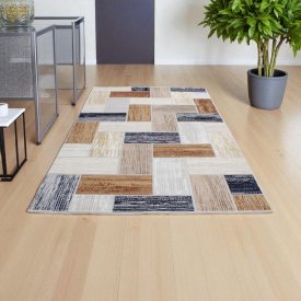   Moderný koberec šedá modrá hnedá SAMI 80x150 koberec do obývačky alebo spálne
