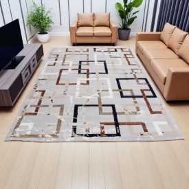   Moderne koberec šedá hnedá modrá AMIR 200x300 koberec do obývačky
