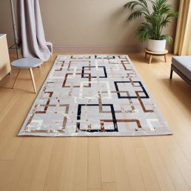   Moderný koberec šedá hnedá modrá AMIR 80x150 koberec do obývačky alebo spálne