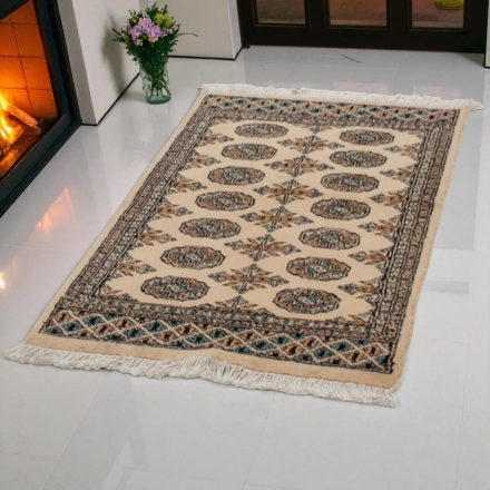 Pakistanský koberec béžový Bokhara 76x123 ručne viazaný orientálny koberec