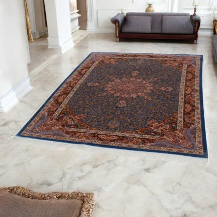 Hodvábny koberec Aysan tmavo modrá 150x225 viskózový hodvábny perzský koberec