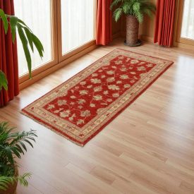   Ziegler vlnený koberec béžový-bordový 145x73 ručne viazaný koberec