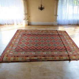   Extra veľký koberec Kilim 404x814 ručne tkaný afgán vlna kilim