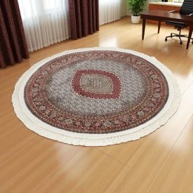   Okruhly koberec bezovy Mahi 150x150 prémiový Perzsky koberec z akrylu
