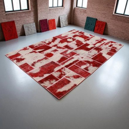 Design koberec bordový-biely Patchwork 170x241 koberec do obývačky