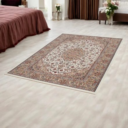 Perzský koberec tmavý béžový MEDALION 140x200 luxusný kusový koberec z akrylu