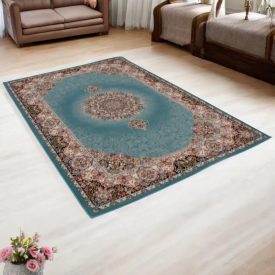   Perzský koberec tyrkysový TABRIZ 160x230 luxusný koberec do obývačky z akrylu