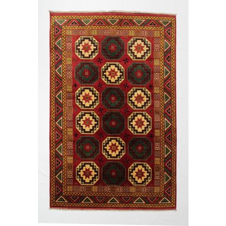 Ručne viazaný Afganský koberec do obývačky bordová 204x311